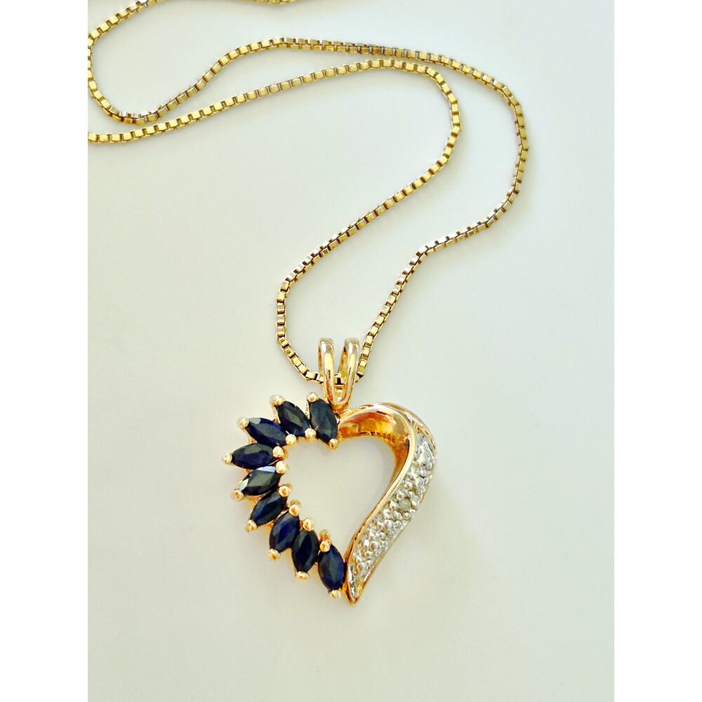 Vintage Ross Simon Sapphire Heart Sterling Silver Necklace